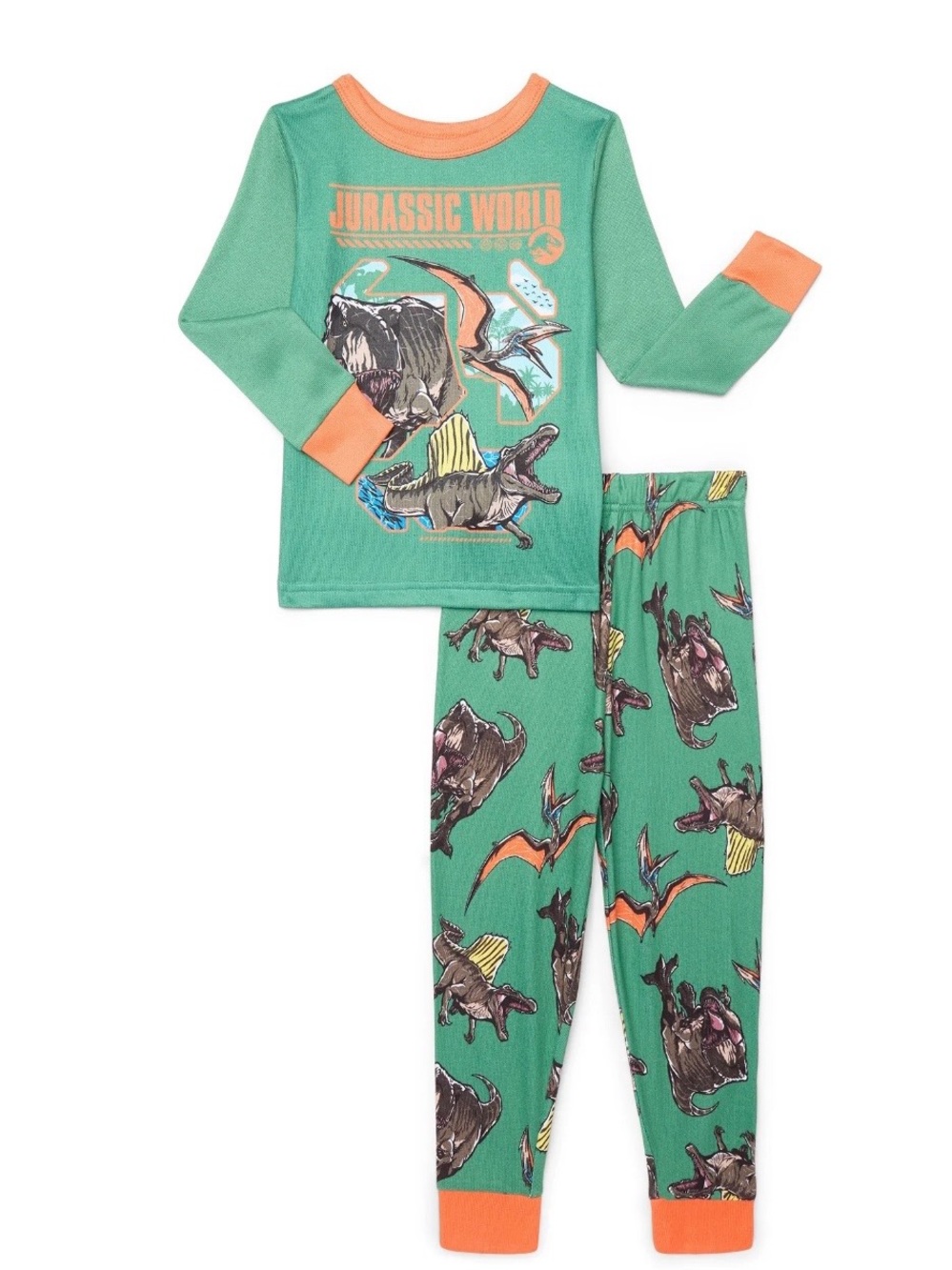 Jurassic World Boys Long Sleeve Tee and Pants Pajama Set, 2-Piece